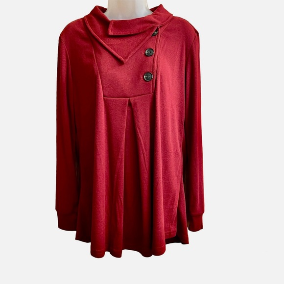 NWT Ranphee Women’s Long Sleeve Burgundy Tunic Tops Cowl Neck Sweater Maternity - Picture 1 of 14